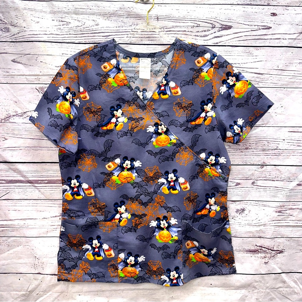 Disney Mickey Mouse Halloween Scrub Top Size Medium